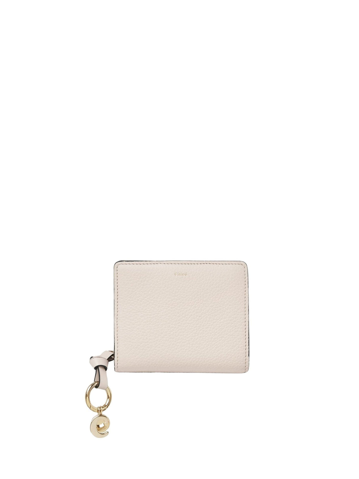 Portefeuille compact zippé Alphabet en cuir - Nude
