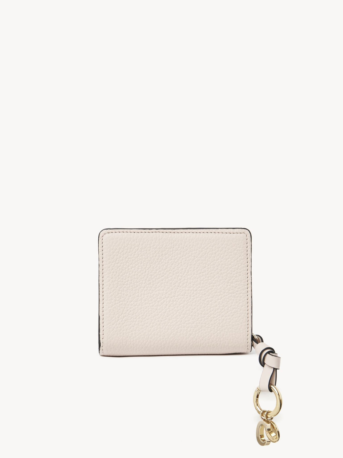Portefeuille compact zippé Alphabet en cuir - Nude