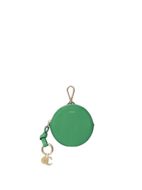 Petit porte-monnaie rond Alphabet en cuir grainé - Pop Green