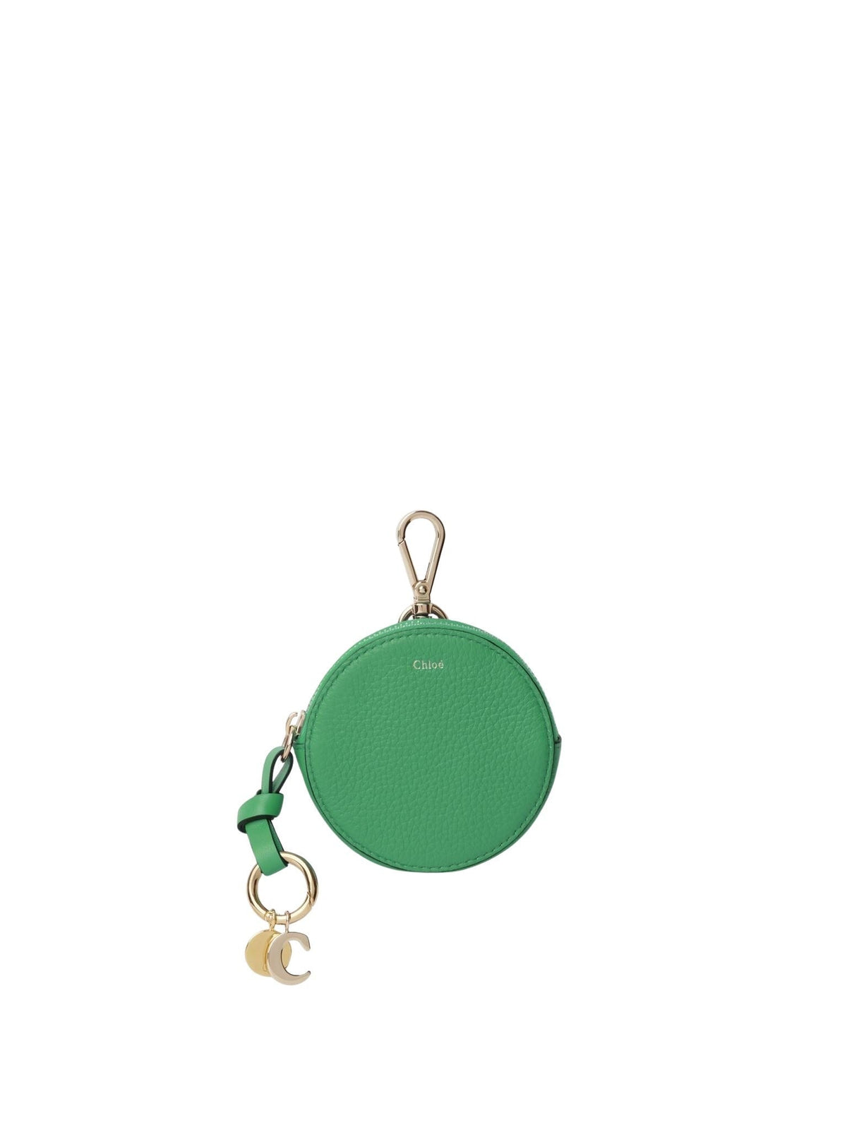 Petit porte-monnaie rond Alphabet en cuir grainé - Pop Green