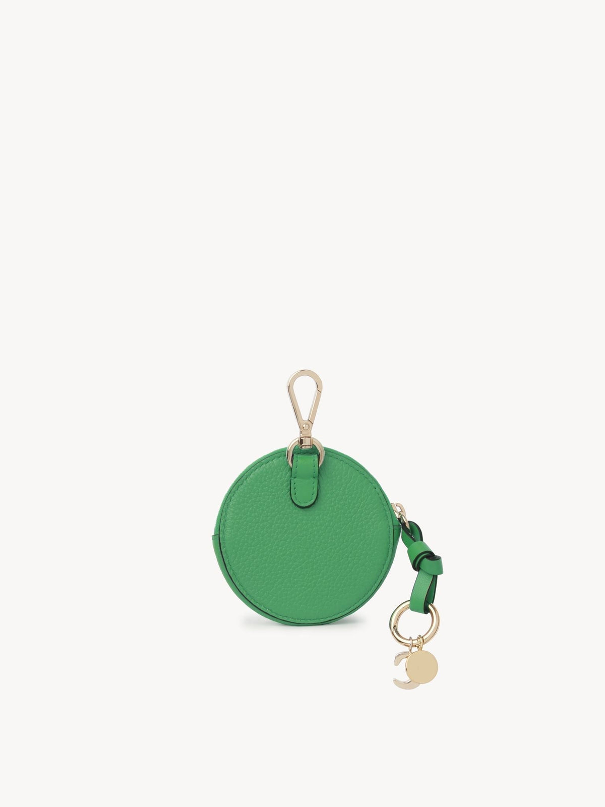 Petit porte-monnaie rond Alphabet en cuir grainé - Pop Green