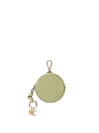 Petit porte-monnaie rond Alphabet en cuir grainé - Faded Green