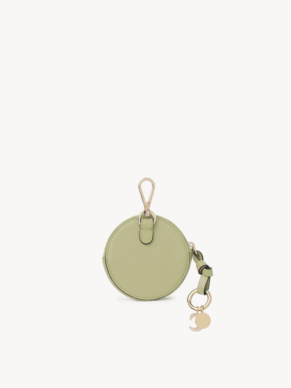 Petit porte-monnaie rond Alphabet en cuir grainé - Faded Green