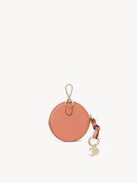 Petit porte-monnaie rond Alphabet en cuir grainé - Flaming Coral