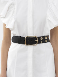 Ceinture à oeillets en cuir - Black