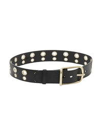 Ceinture à oeillets en cuir - Black
