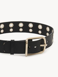 Ceinture à oeillets en cuir - Black