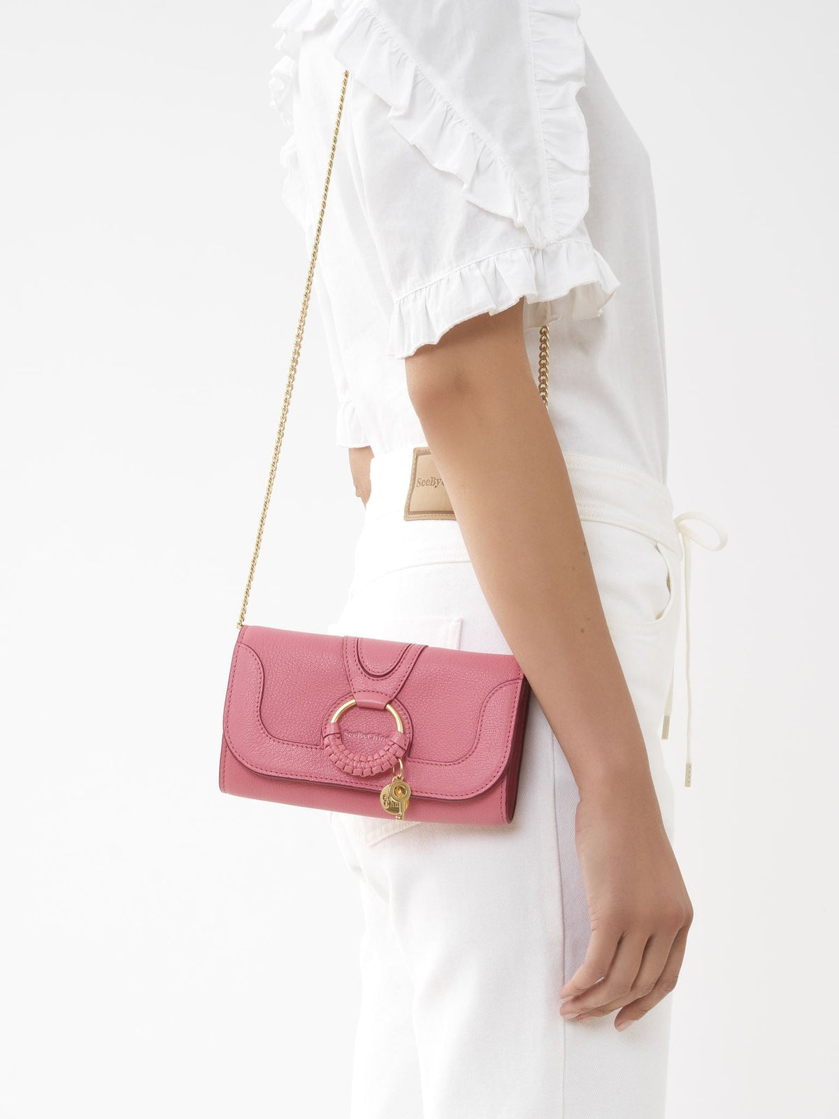 Portefeuille chaîne Hana en cuir - Pushy Pink