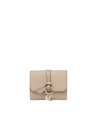 Portefeuille compact à trois volets Alphabet en cuir - Floral Grey
