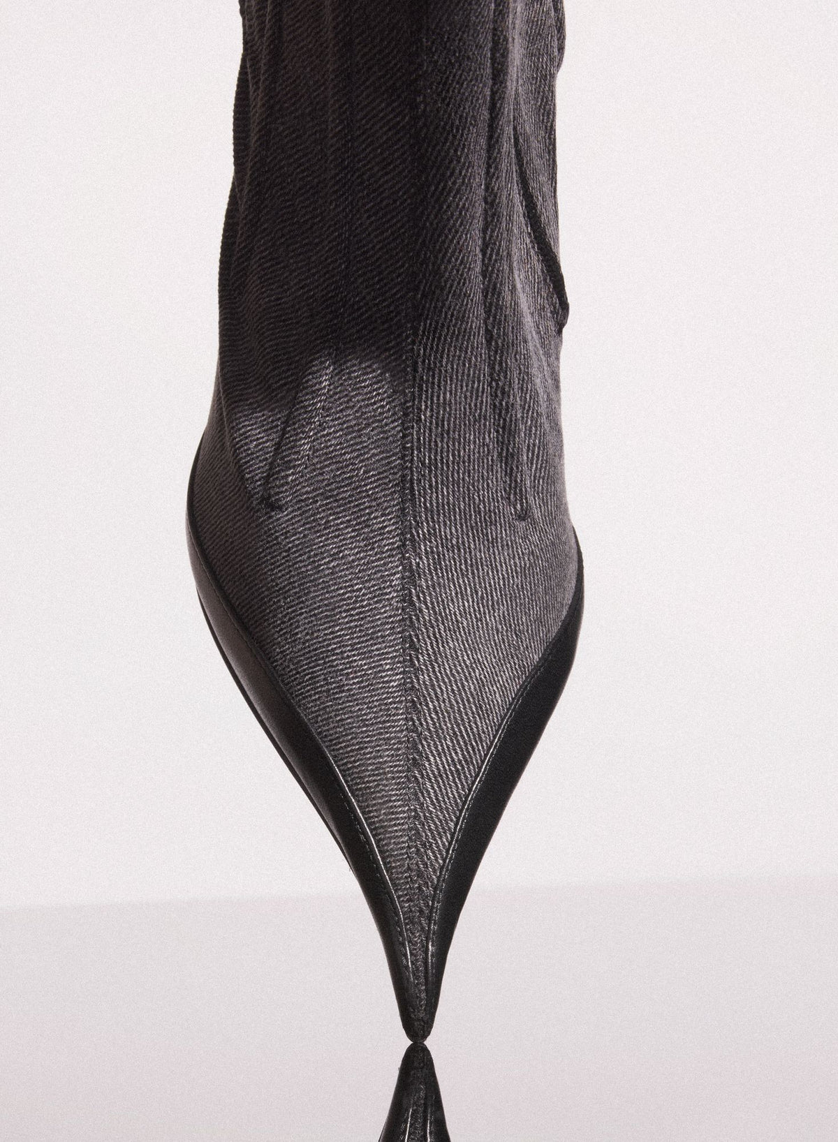 BI-COLOR BONED DENIM FANG 95 ANKLE BOOTS
