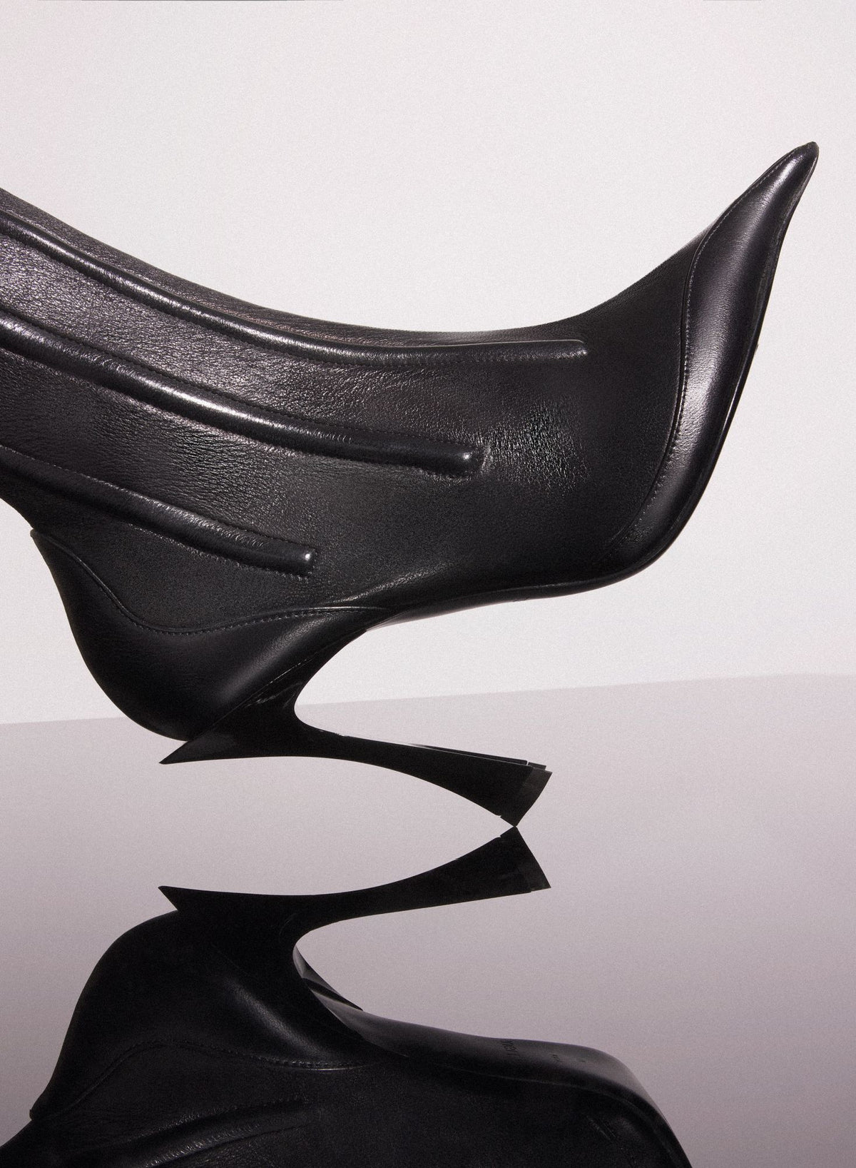 BLACK BONED LEATHER FANG 95 ANKLE BOOTS
