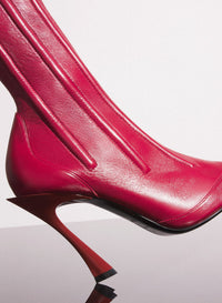 BLACK BONED LEATHER FANG 95 ANKLE BOOTS