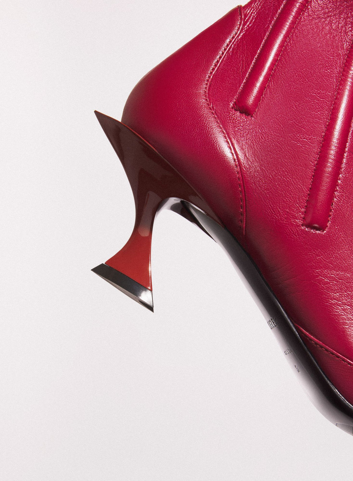 RED BONED LEATHER FANG 55 ANKLE BOOTS