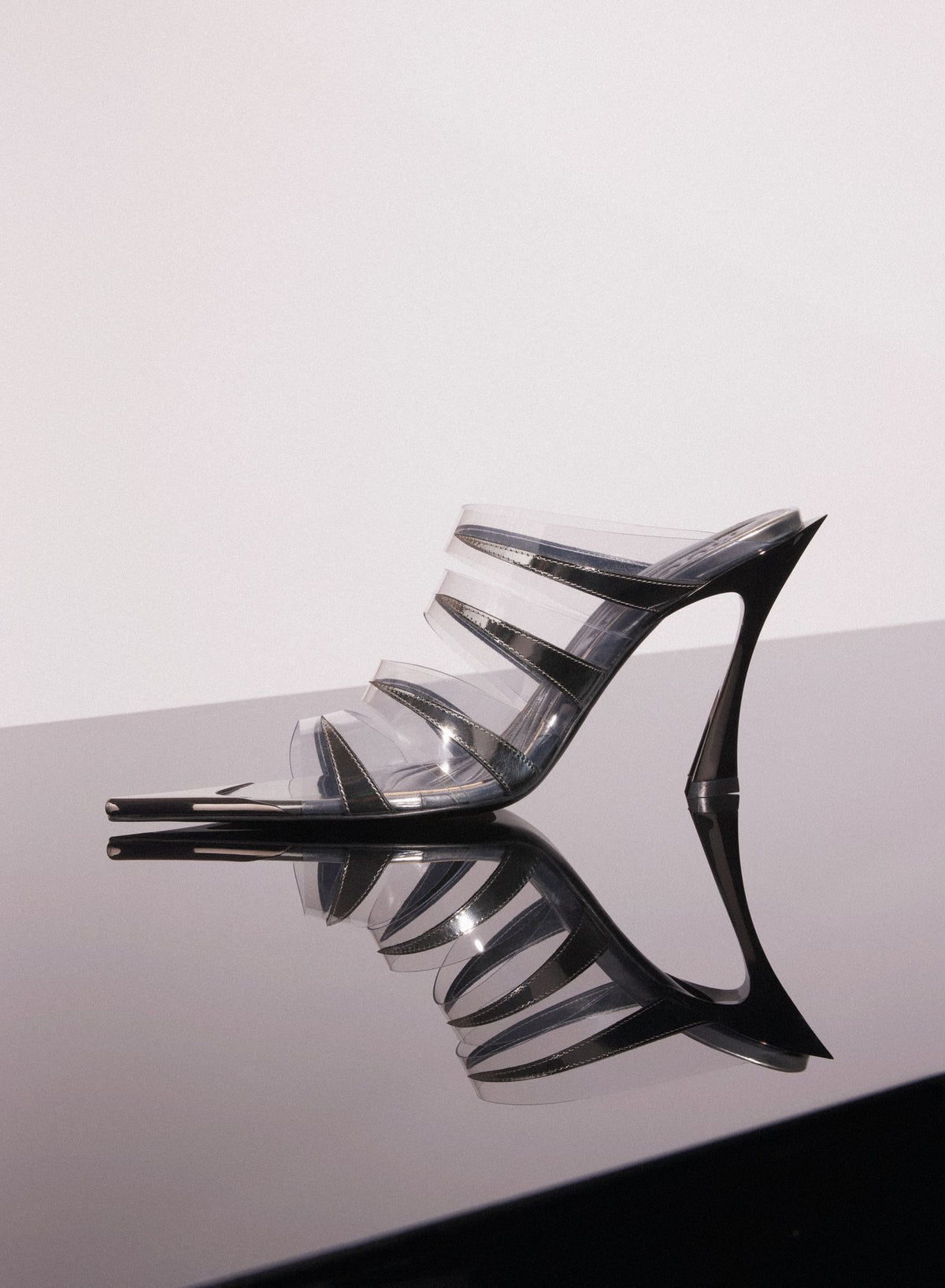 CHROME LEATHER FANG 95 SPIKE SANDALS