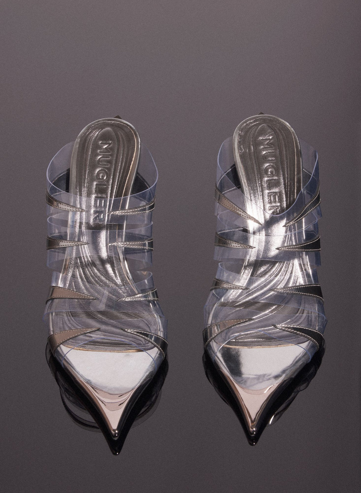 CHROME LEATHER FANG 95 SPIKE SANDALS