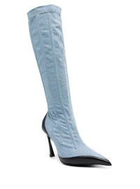 WASHED BLACK DENIM FANG 95 BOOTS