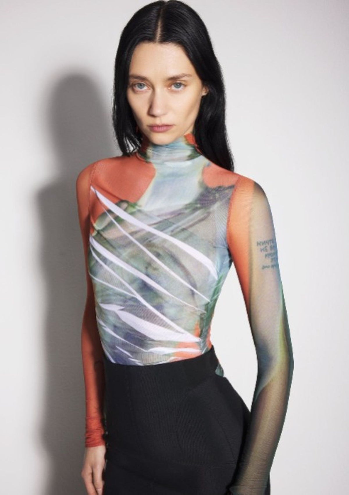 ARCHIVE OVERPRINTED MESH BODYSUIT