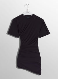 OFF-WHITE DRAPED PIERCED DAY DRESS