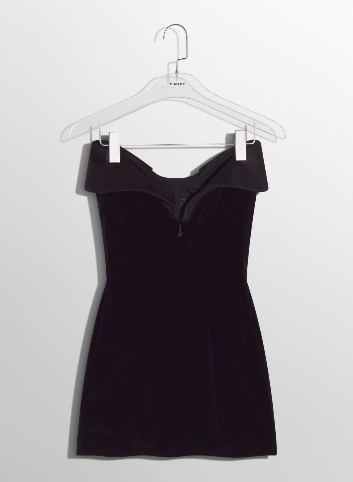 BLACK VELVET AND SATIN MINI DRESS