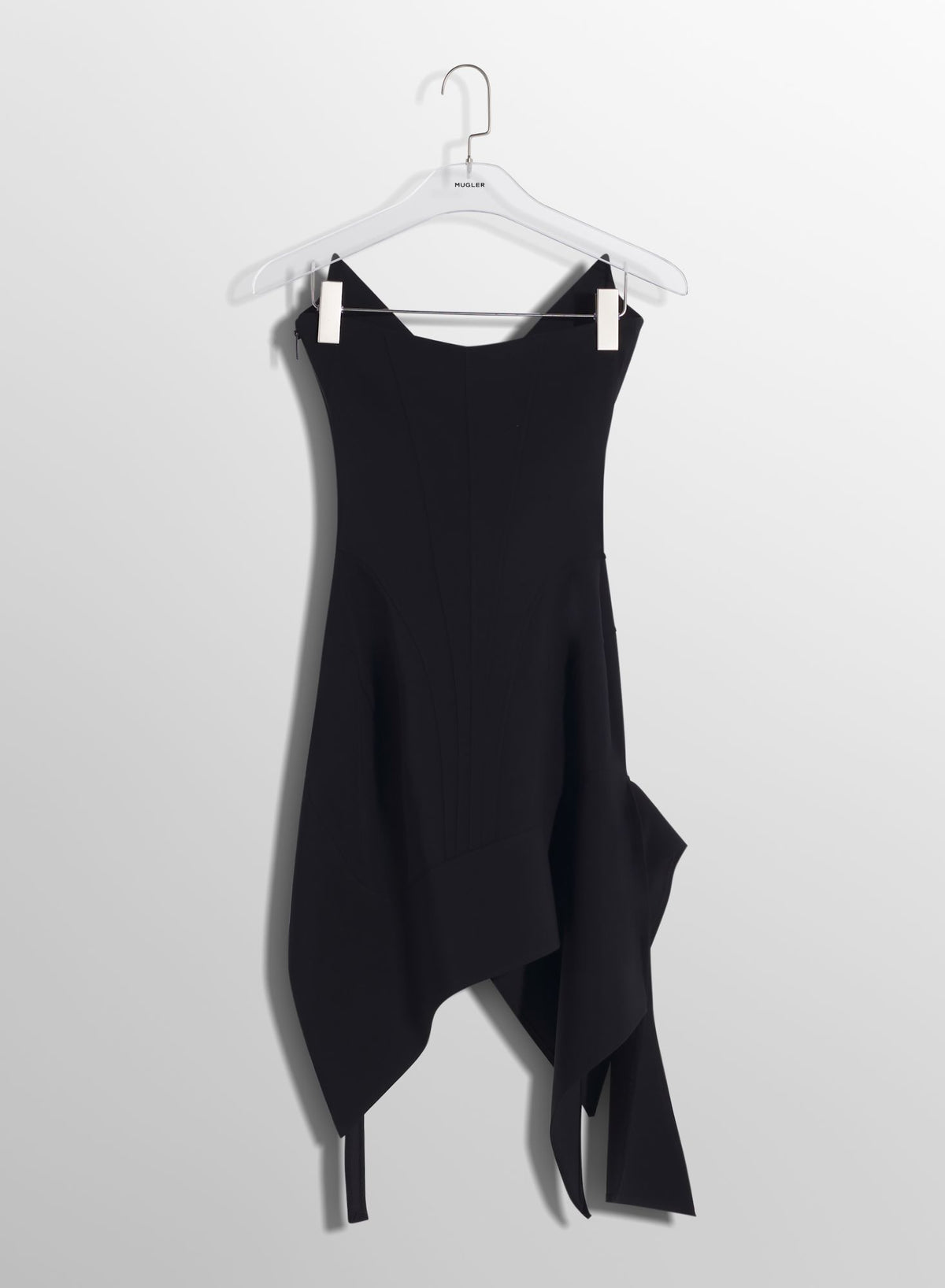 BLACK ASYMMETRIC BUSTIER DRESS