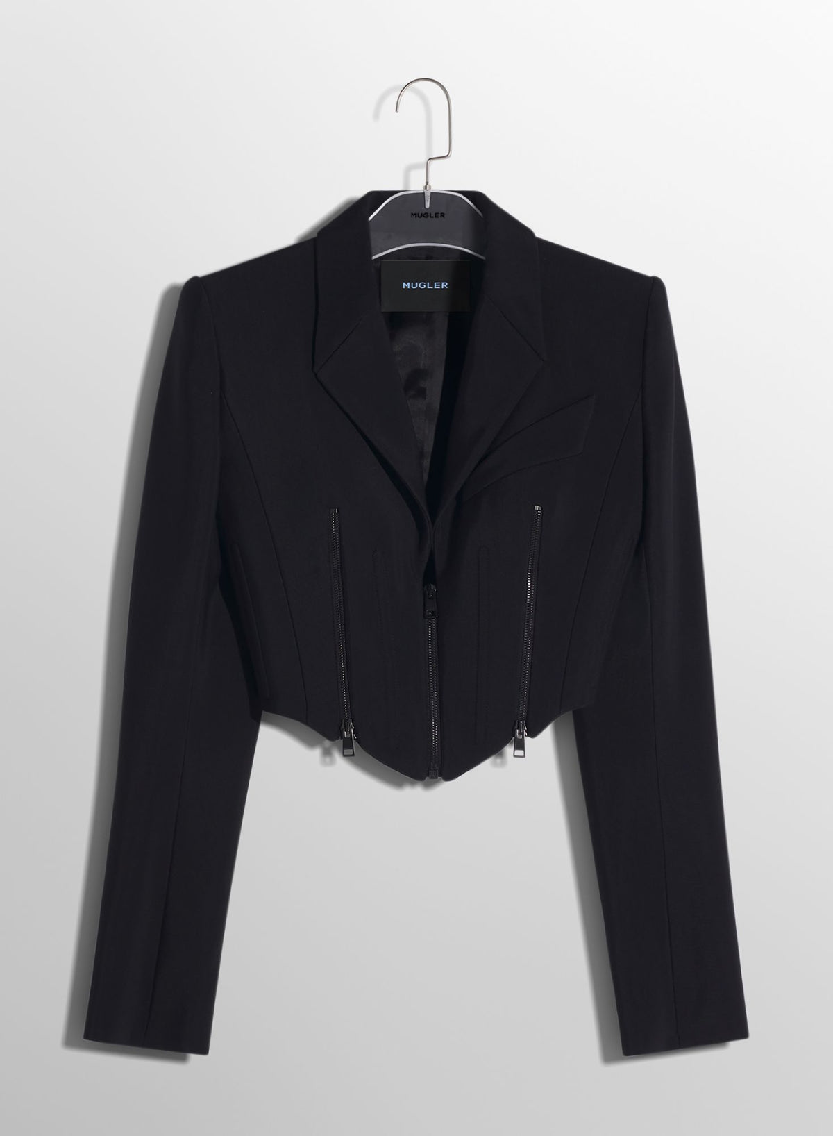 BLACK ZIPPED WOOL JACKET