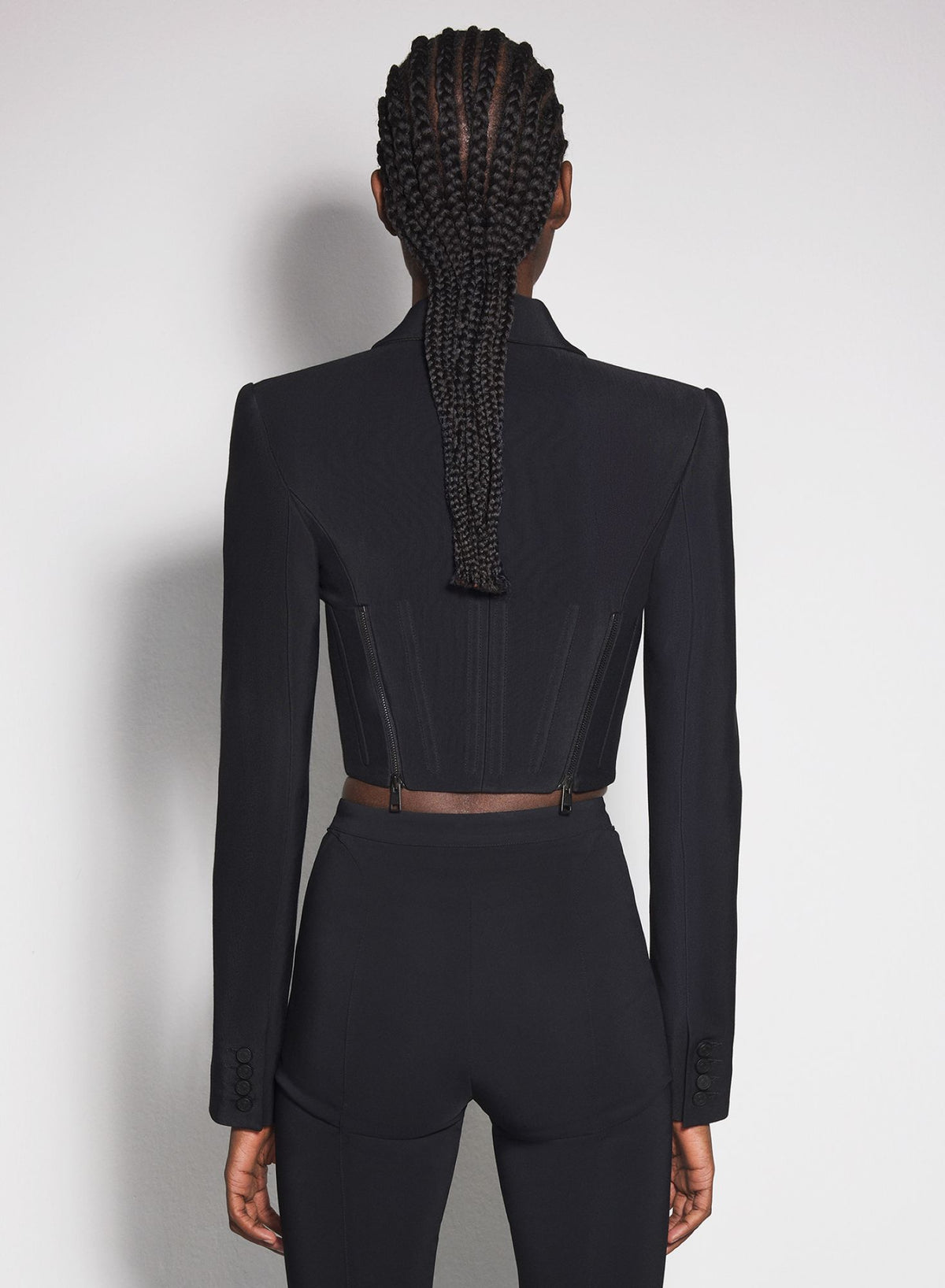 BLACK ZIPPED WOOL JACKET