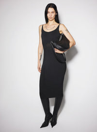 WHITE FITTED KNIT DRESS