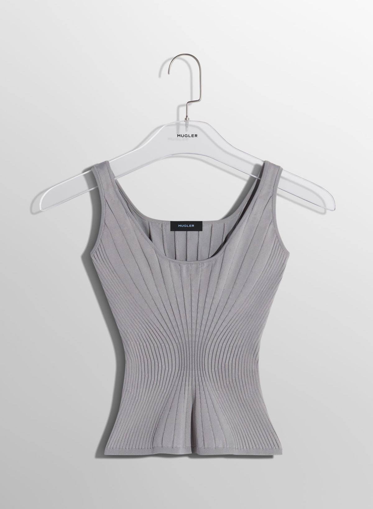 WHITE FITTED KNIT TANK TOP