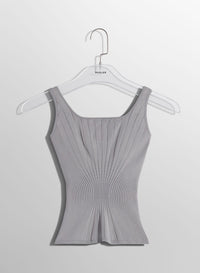 WHITE FITTED KNIT TANK TOP