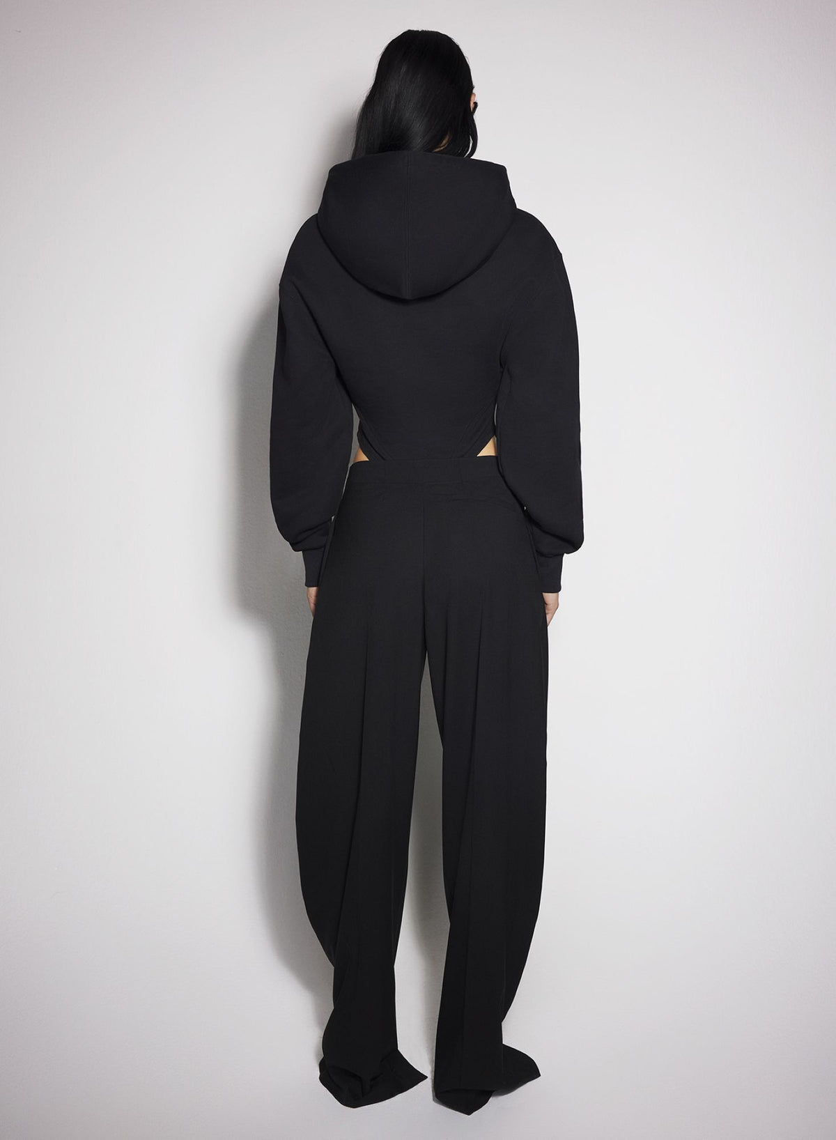 BLACK FLEECE HOODIE BODYSUIT