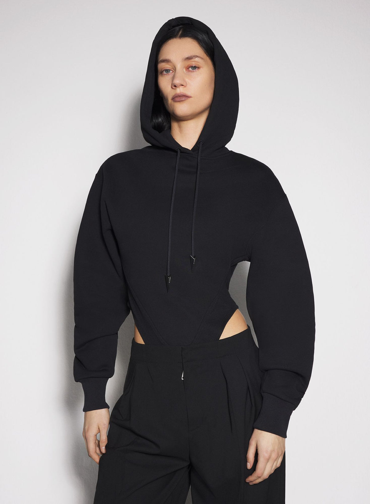 BLACK FLEECE HOODIE BODYSUIT