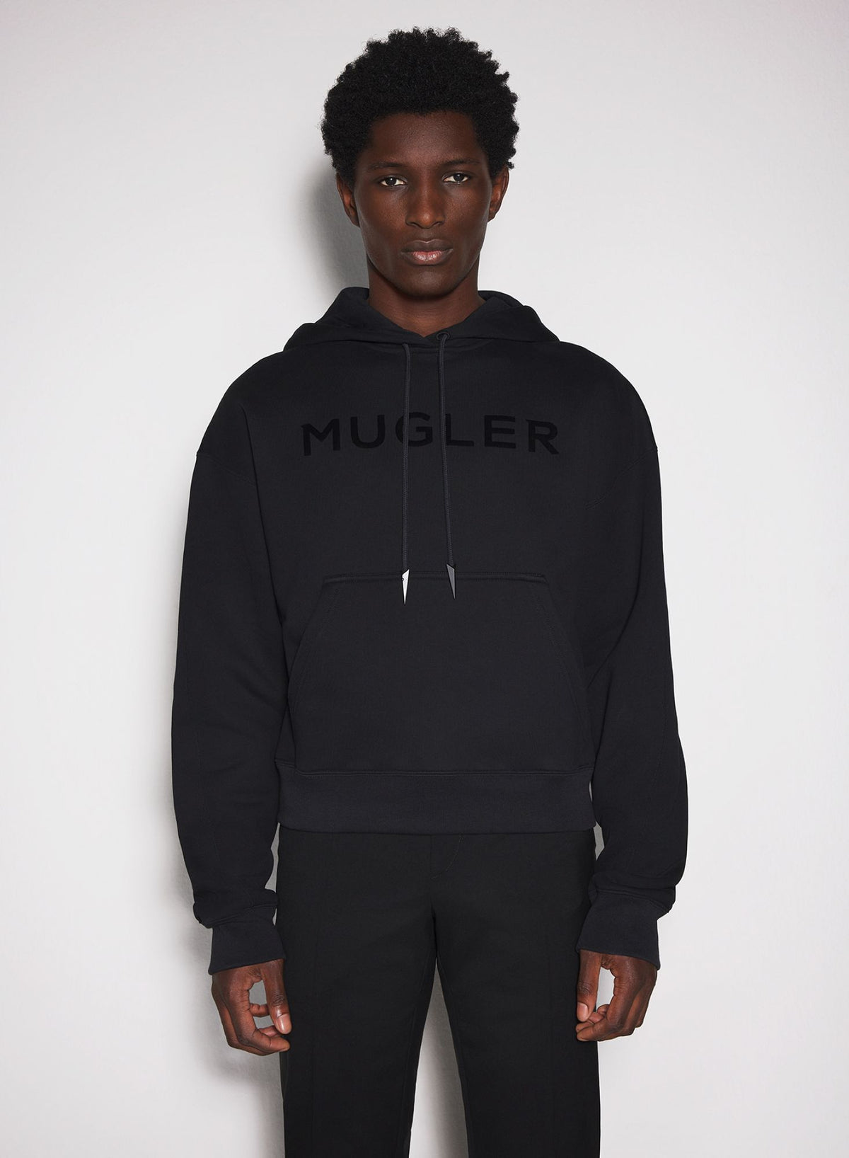 BLACK MUGLER LOGO HOODIE