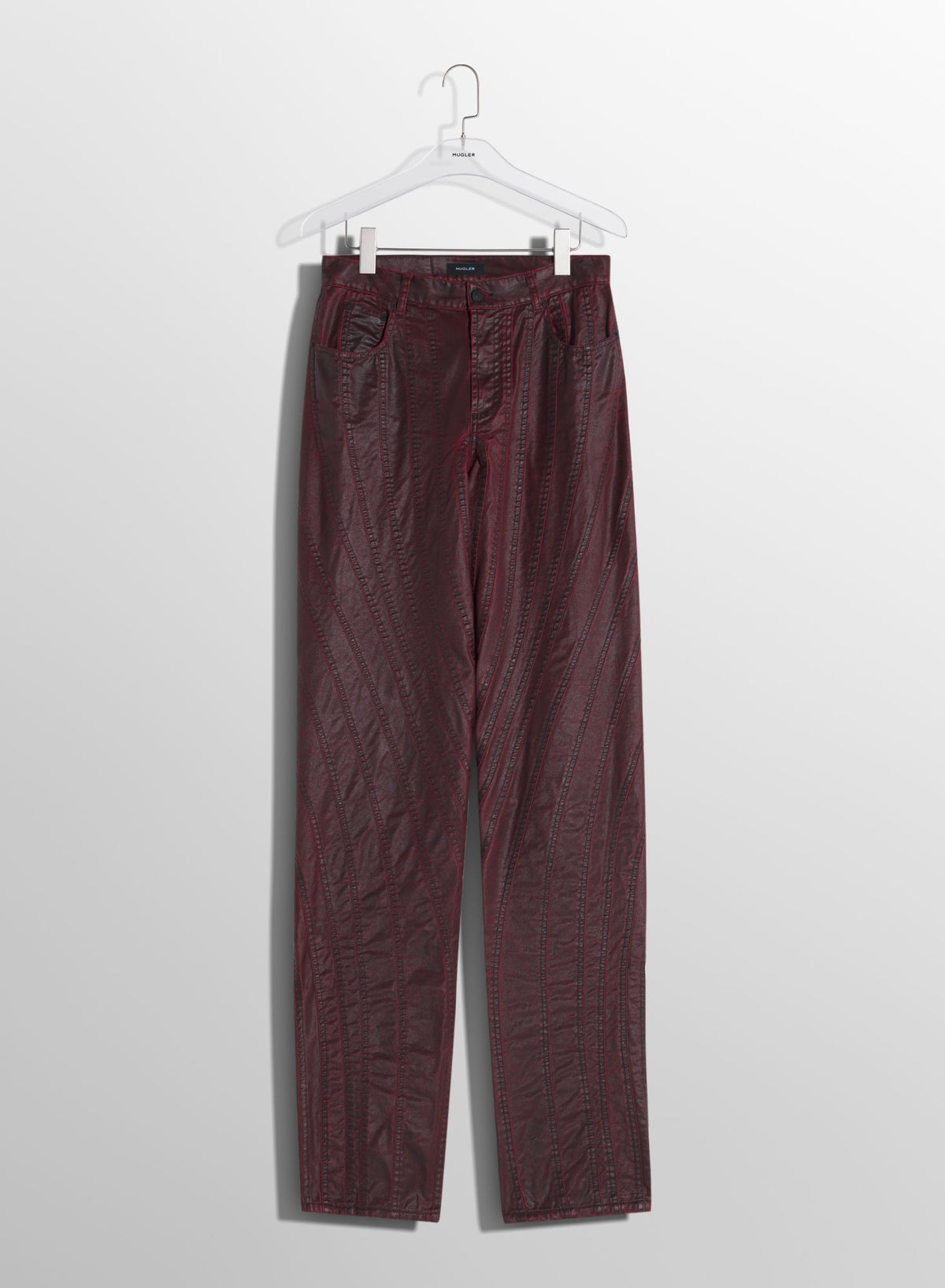 VAMPIRE RED WAXED SPIRAL BAGGY JEANS