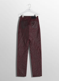 VAMPIRE RED WAXED SPIRAL BAGGY JEANS