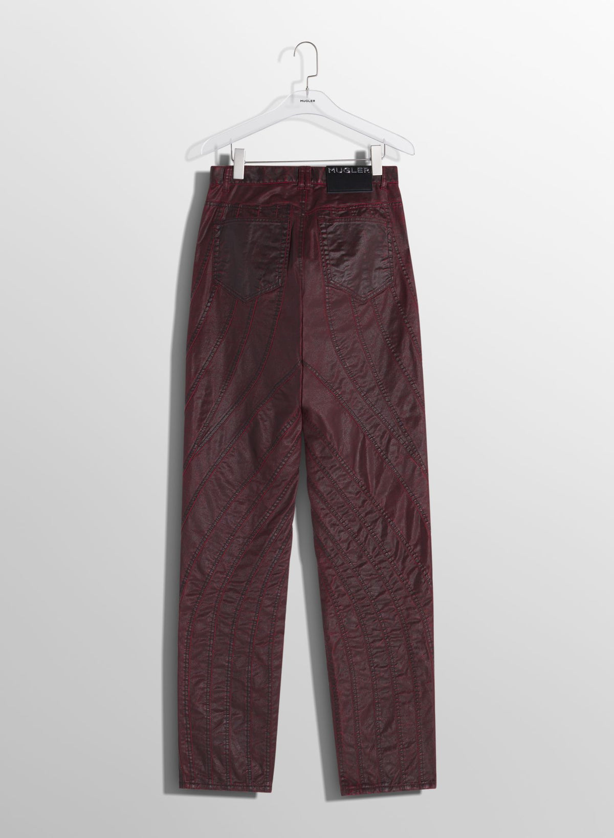 VAMPIRE RED WAXED SPIRAL BAGGY JEANS