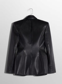BLACK PIERCED TAILORED LEATHER JACKET
