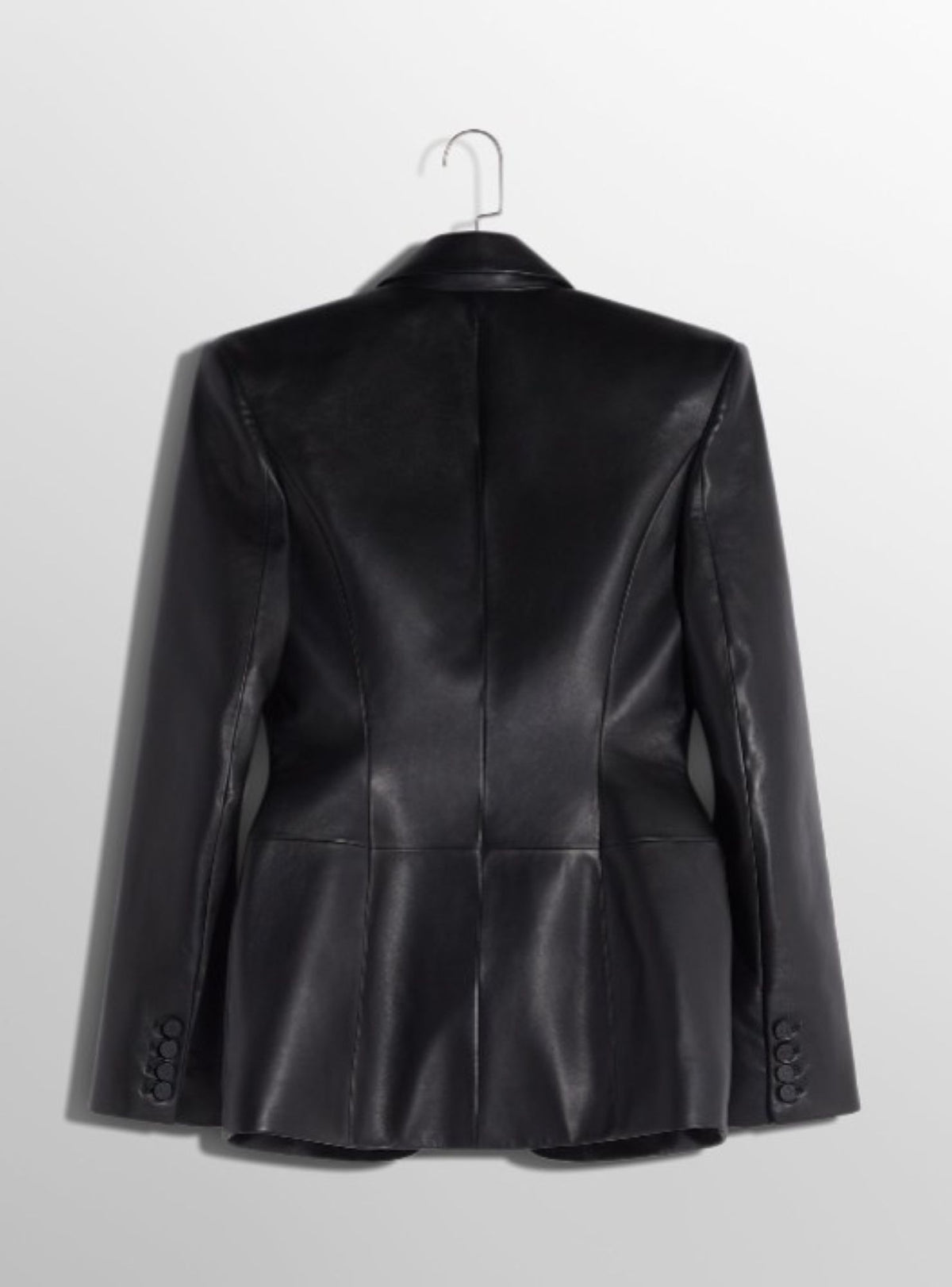 BLACK PIERCED TAILORED LEATHER JACKET
