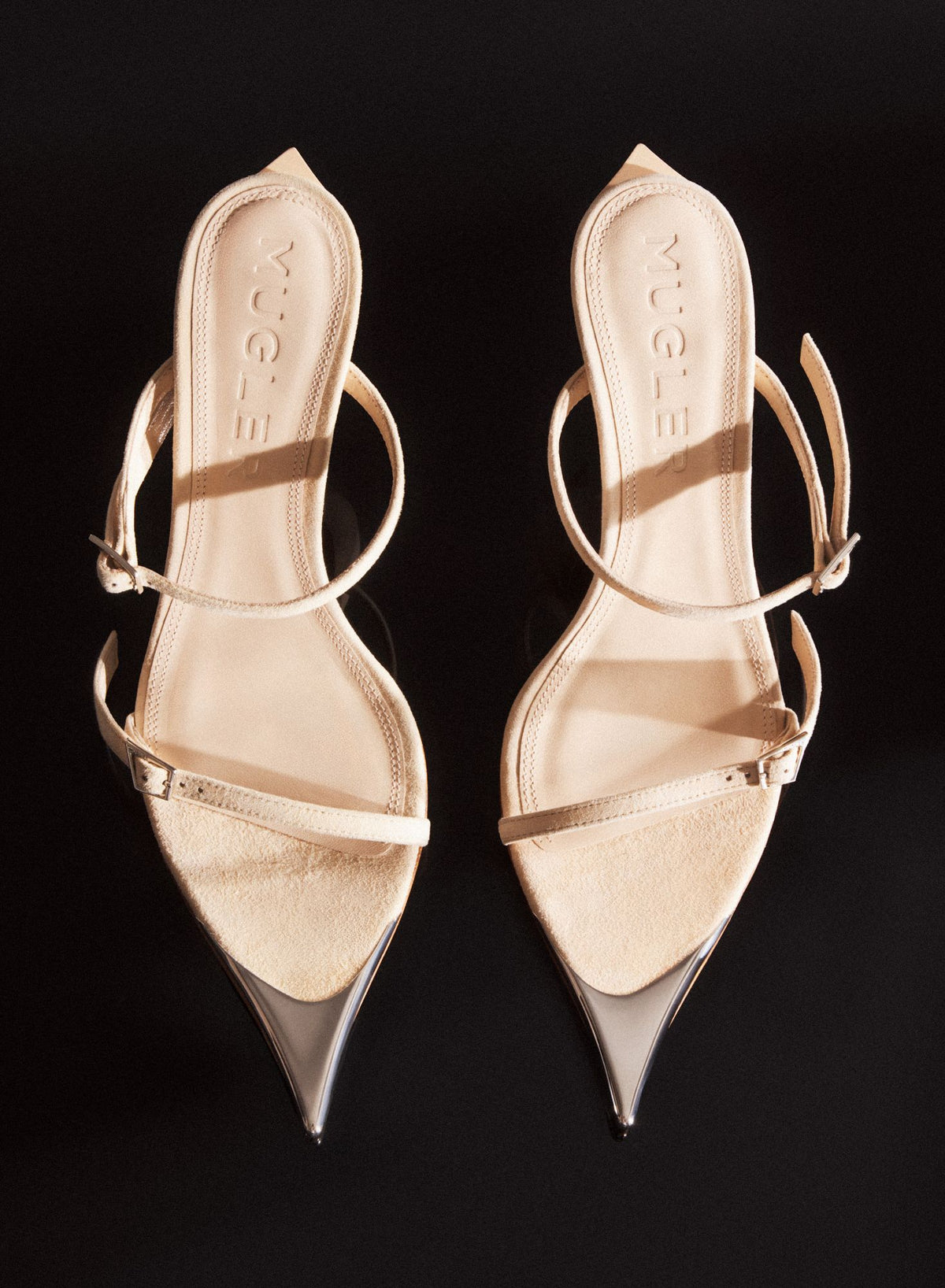 BLACK SUEDE FANG 95 SANDALS