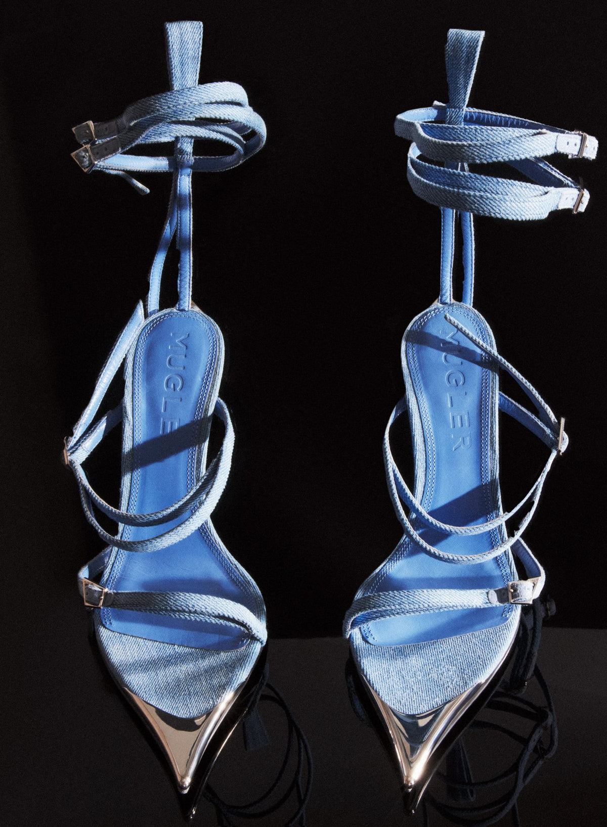STRAPPY DENIM FANG 95 SANDALS