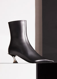 BLACK LEATHER FANG 55 ANKLE BOOTS