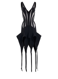 BLACK SHEER SPIKE DRESS