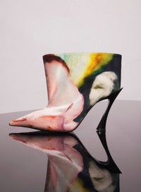 MUGLER X AMBERA WELLMANN PRINTED VELVET FANG 95 ANKLE BOOTS
