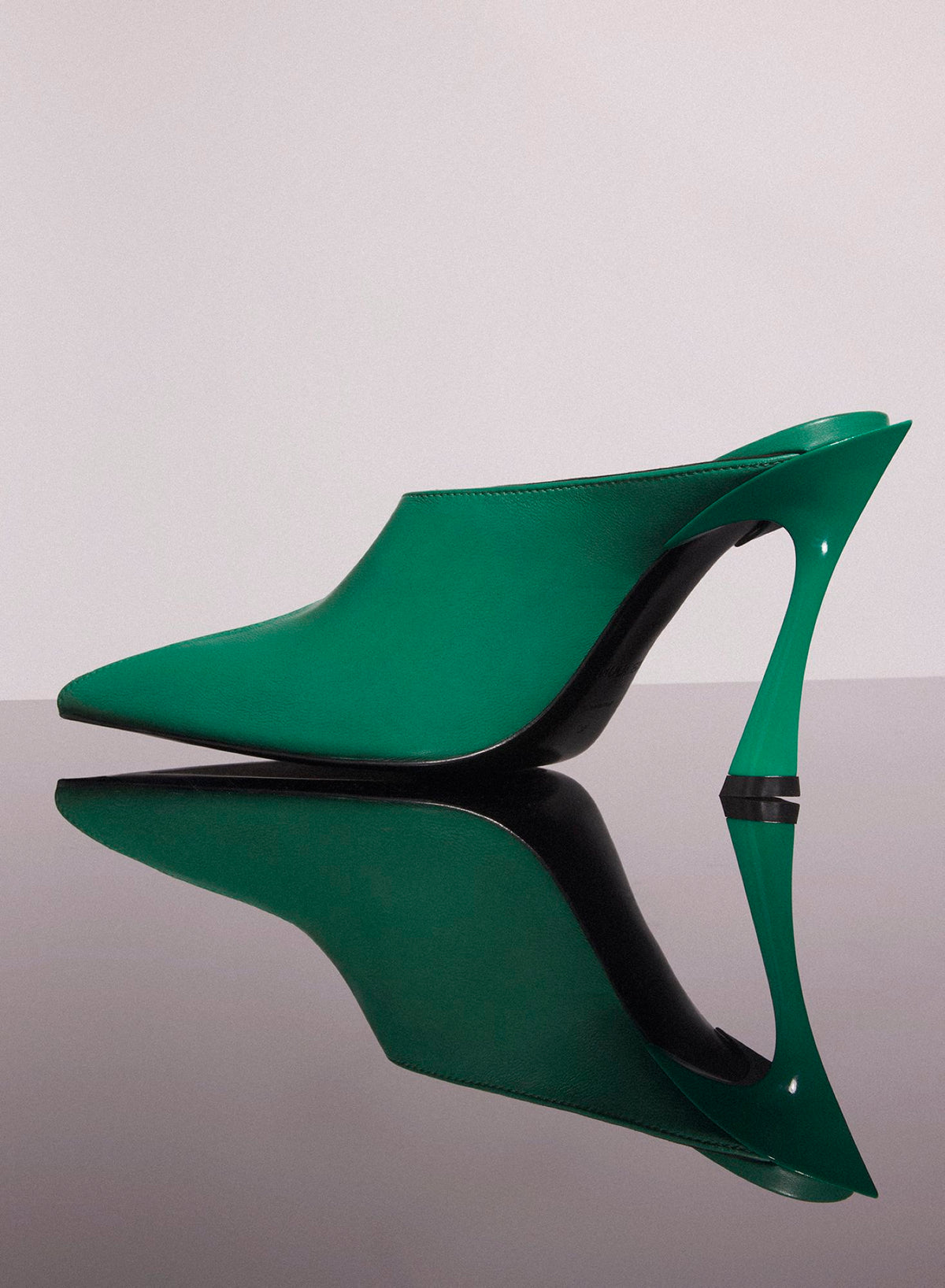 JADE GREEN LEATHER FANG 95 CUT-OUT MULE
