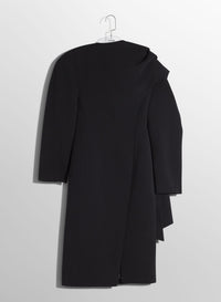 BLACK WOOL SCARF COAT
