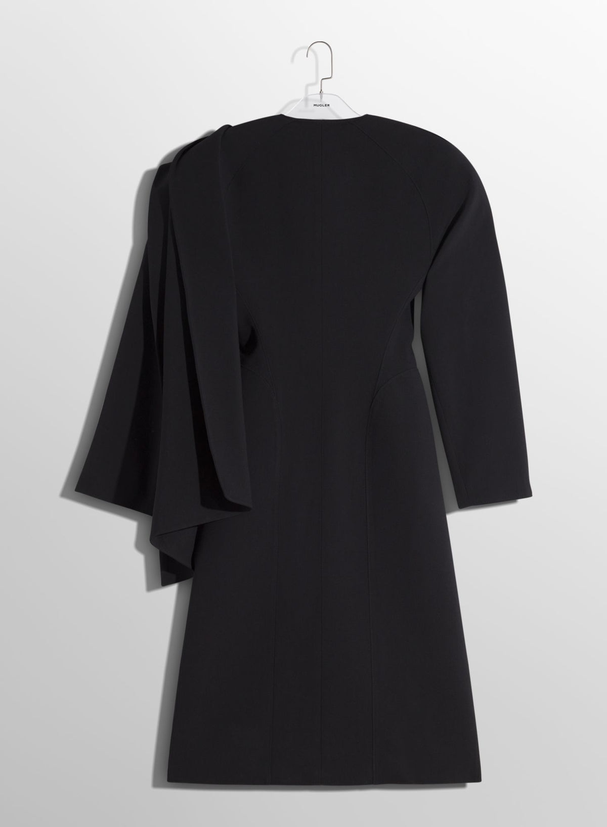 BLACK WOOL SCARF COAT