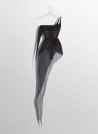 BLACK SPIKY SHEER CORSET DRESS