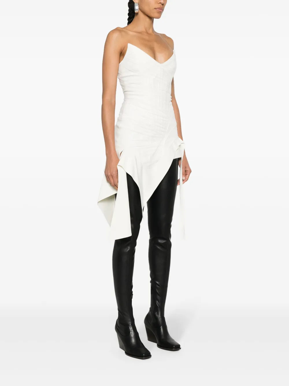 BLACK ASYMMETRIC BUSTIER DRESS