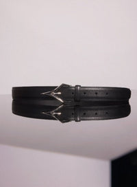 BLACK SPIKY LEATHER BELT