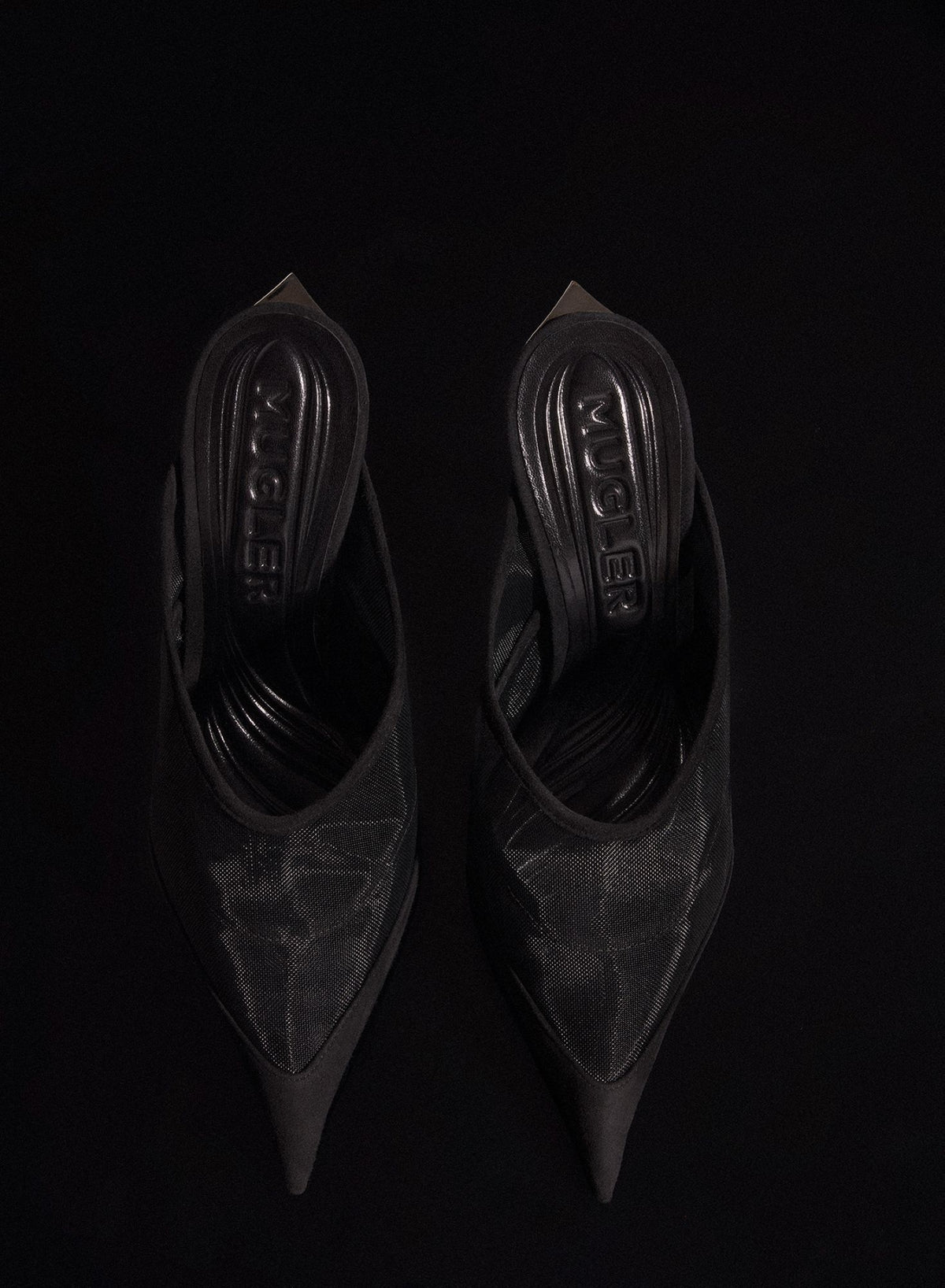 BLACK MESH FANG 95 MULES