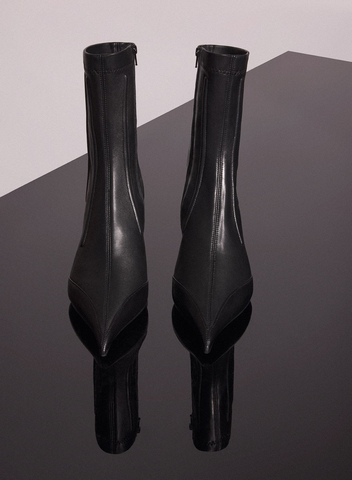 NUDE BONED LEATHER FANG 55 ANKLE BOOTS